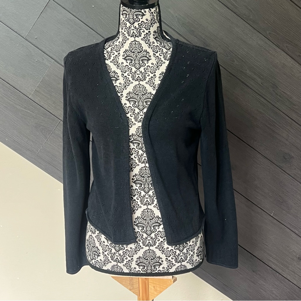 Gabriel Black Knit Open-Front Cardigan Y2k
